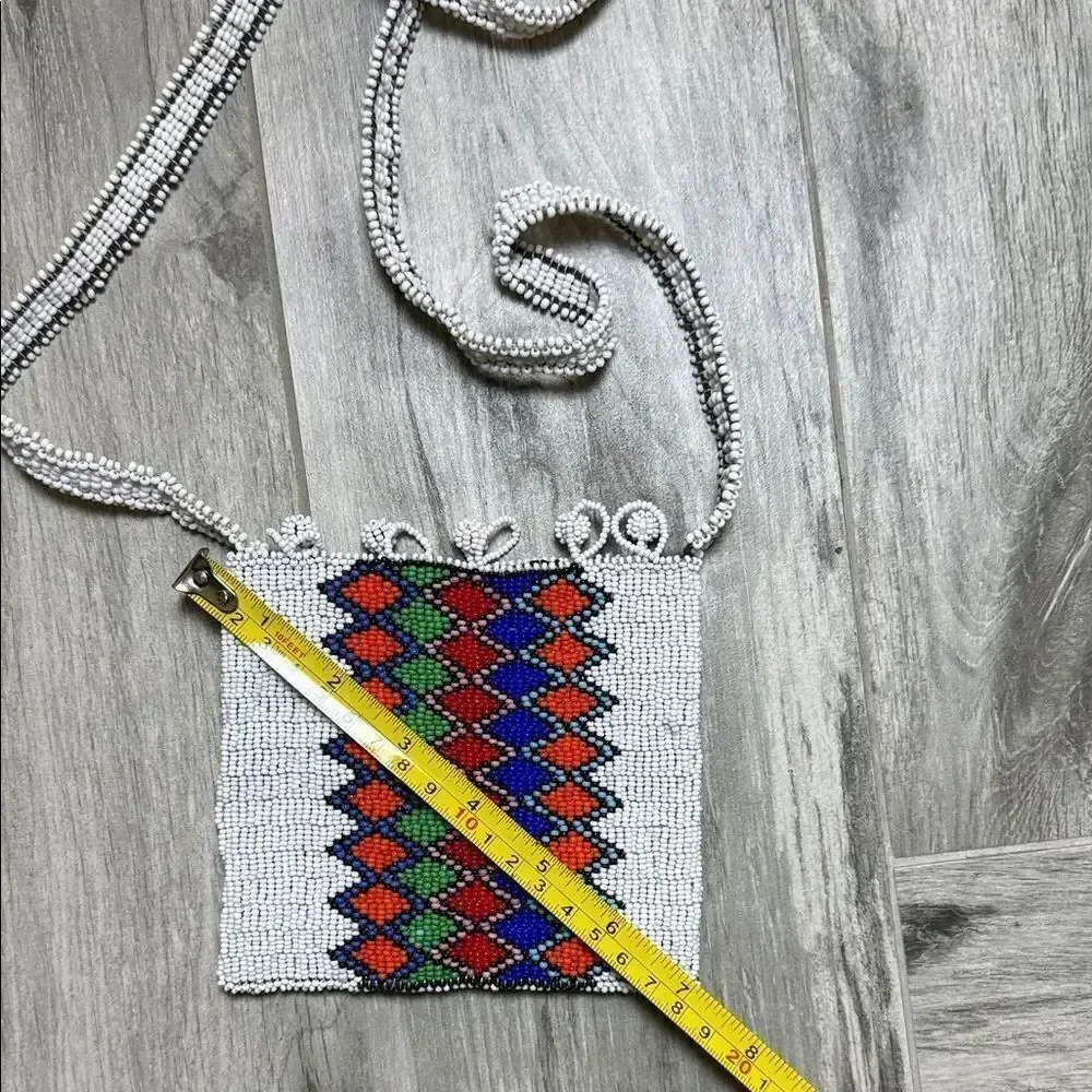Handcrafted Beaded Crossbody Bag - Multicolor